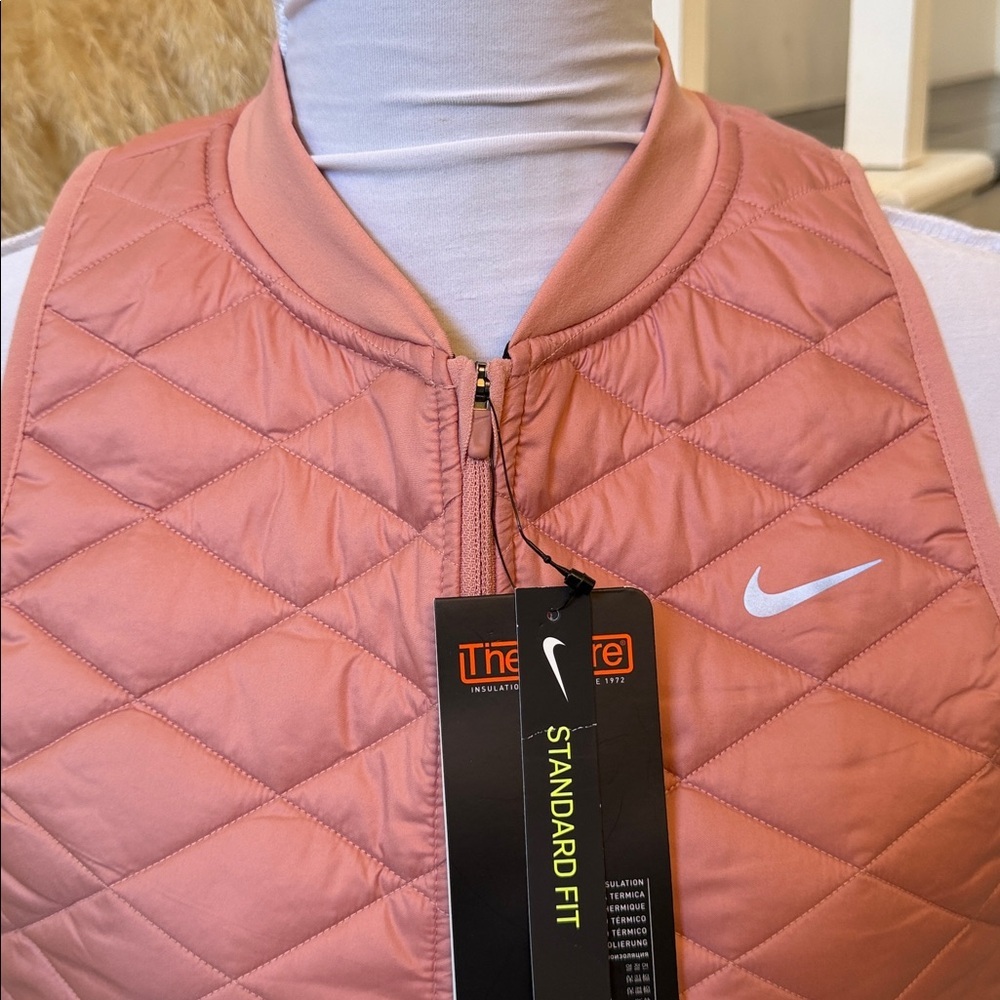 NIKE AEROLAYER GILLET RUNNING VEST JACKET PINK PUFFER PACKABLE SZ LARGE - Picture 4 of 9